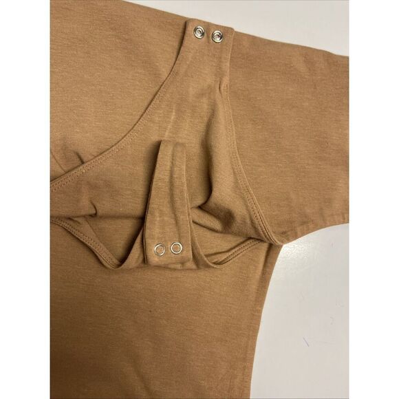 Nuuds Crewneck Sleeveless Heather Mocha/coffee Thong Bodysuit Snaps Medium NWOT - Picture 12 of 12